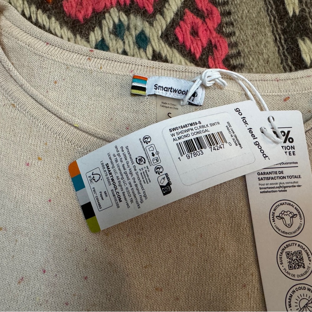 Smartwool Shadow Pine Lightweight Merino Blend Sweater Size S Cream NEW w/ TAGS - Picture 8 of 13